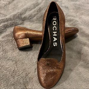 Rochas Metallic Low Heel Shoes